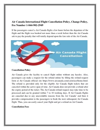 Air Canada International Flight Cancellation Policy, Change Policy, Fee