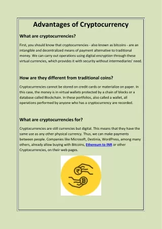 Advantages of Cryptocurrency