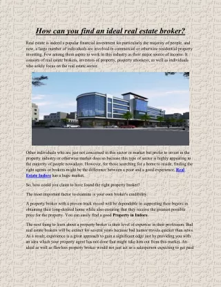 How can you find an ideal real estate broker