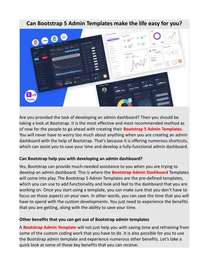 can bootstrap 5 admin templates make the life