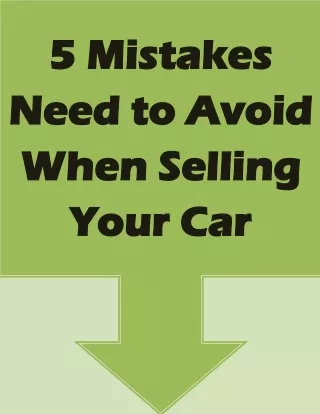 5 Mistakes Need to Avoid When Selling Your Car