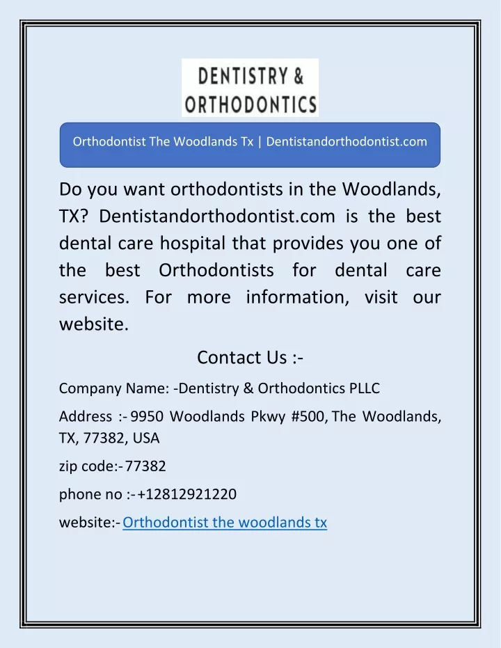 orthodontist the woodlands