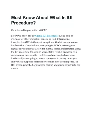 must know about what is iui procedure