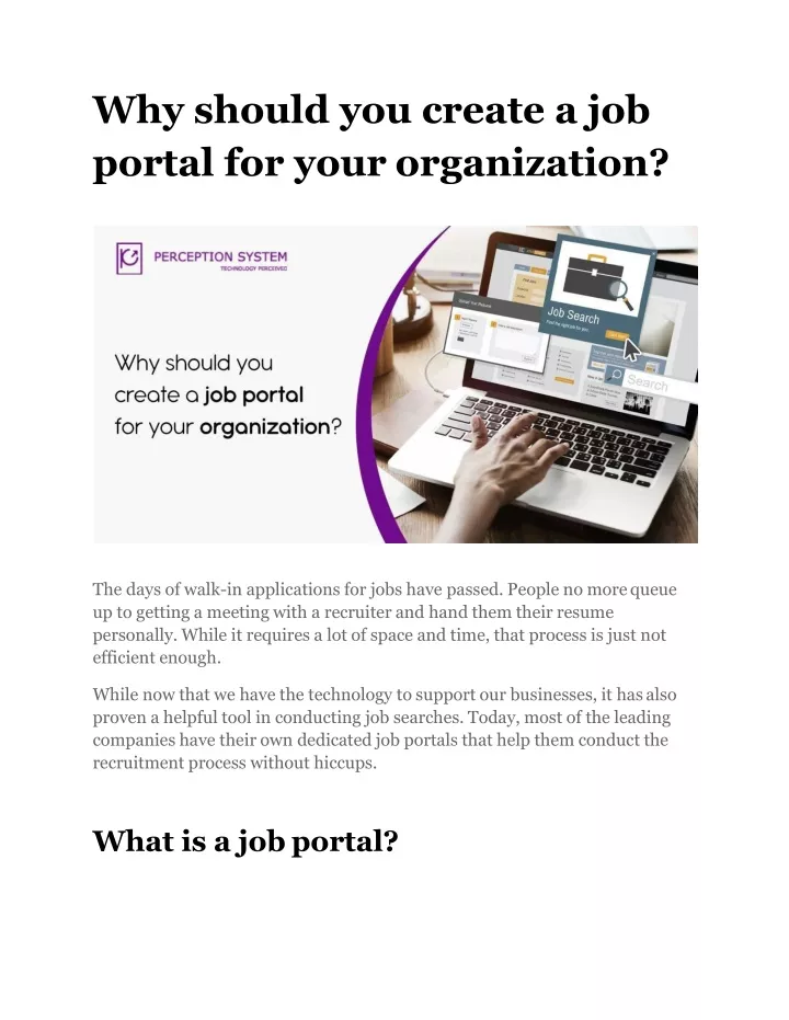 why should you create a job portal for your organization