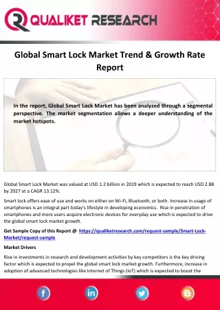 global smart lock market trend growth rate report