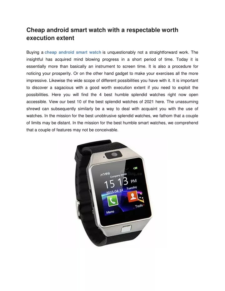 cheap android smart watch with a respectable