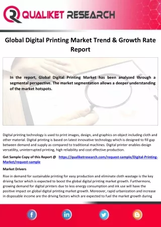 Global  Digital Printing Market Size , Share, Growth  Rate,  Region Analysis