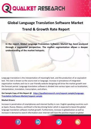 Global Language Translation Software Market Size , Growth Analysis, Price