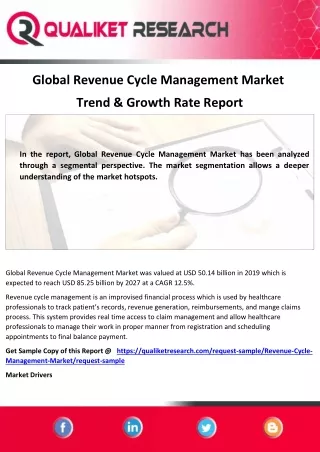 Global Revenue Cycle Management Market  Industry Growth Drivers, Product  Type