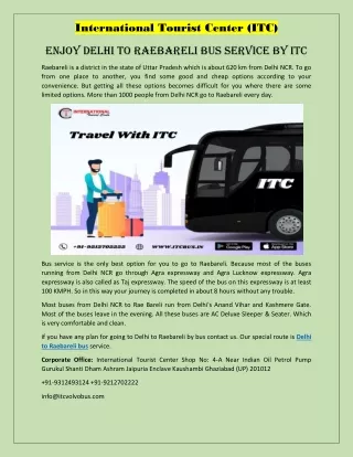 Enjoy Delhi To Raebareli Bus Service By ITC