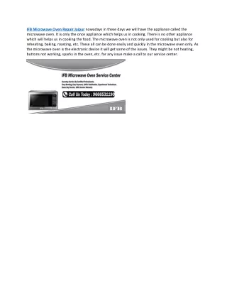 IFB Microwave Oven Repair Jaipur