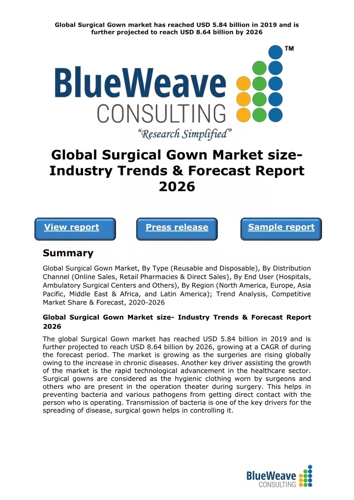 global surgical gown market has reached
