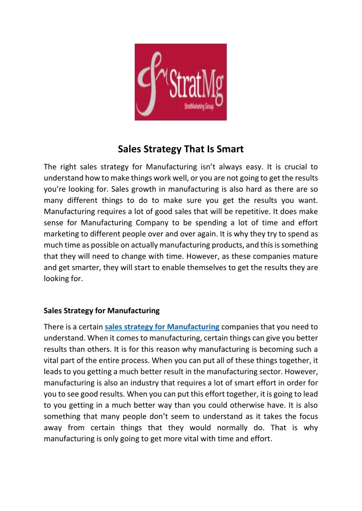 sales strategy that is smart