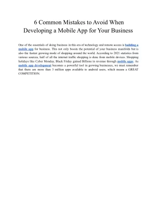 6 common mistakes to avoid when developing