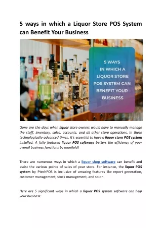 5 ways in which a Liquor Store POS System can Benefit Your Business