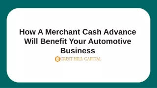 How A Merchant Cash Advance Will Benefit Your Automotive Business