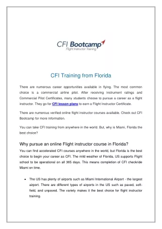 CFI Training from Florida