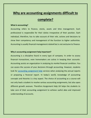 why are accounting assignments difficult to