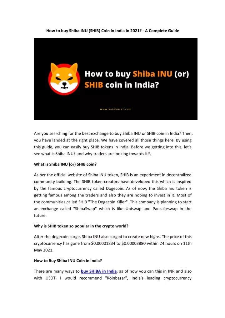 how to buy shiba inu shib coin in india in 2021