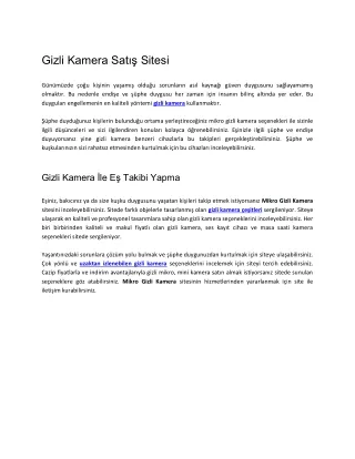 Gizli Kamera Satış Sitesi