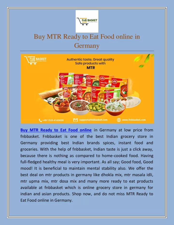 buy mtr ready to eat food online in germany