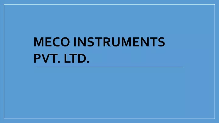 meco instruments pvt ltd