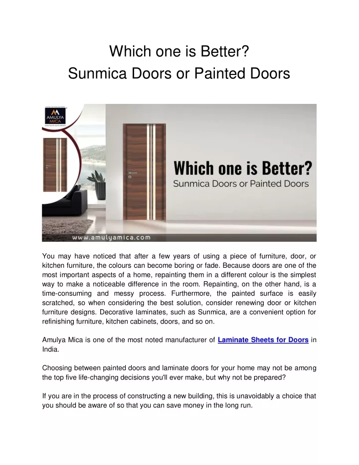 which one is better sunmica doors or painted doors