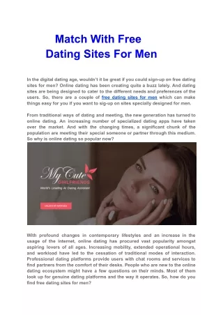 100 percent free dating  sites for men