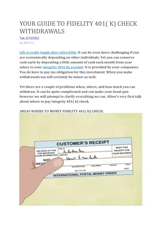 your guide to fidelity 401 k check withdrawals
