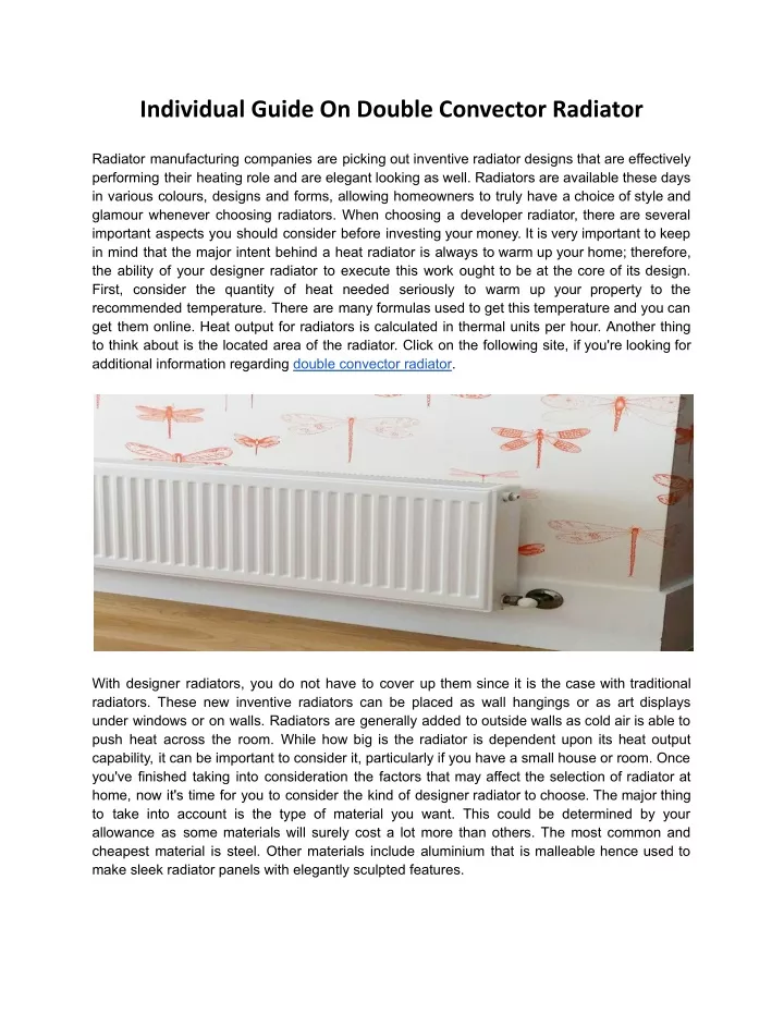 individual guide on double convector radiator