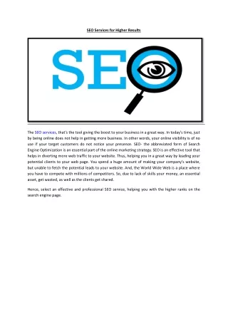 SEO Services for Higher Results