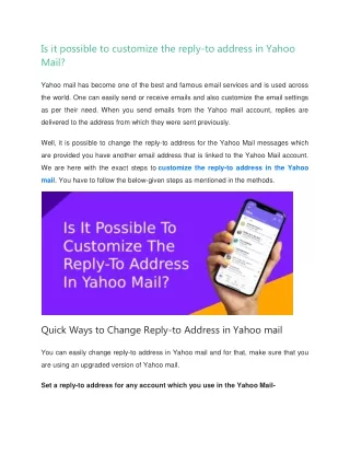 Is it possible to customize the reply-to address in Yahoo Mail?