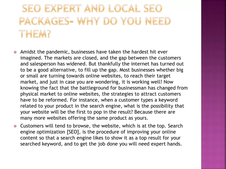 seo expert and local seo packages why do you need them