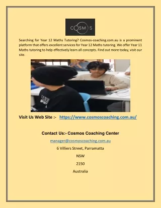 year 12 maths tutoring in Parramatta | Cosmoscoaching.com.au
