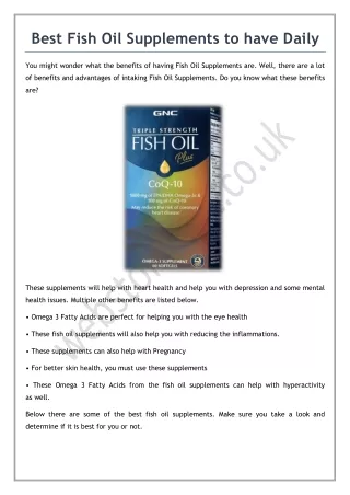 Best Fish Oil Supplements to have Daily