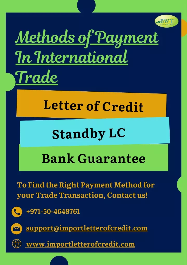 methods of payment in international trade letter