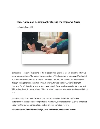 Importance and Benefits of Brokers in the Insurance Space