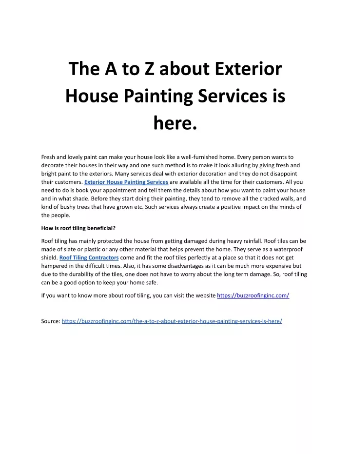 the a to z about exterior house painting services