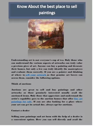 Know About the best place to sell paintings