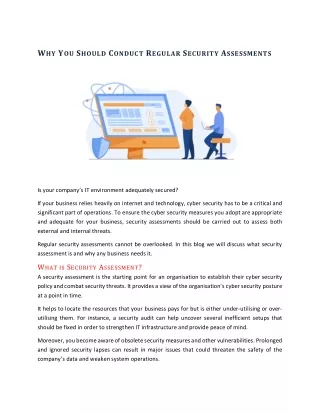 REASONS YOU SHOULD CONDUCT REGULAR SECURITY ASSESSMENTS