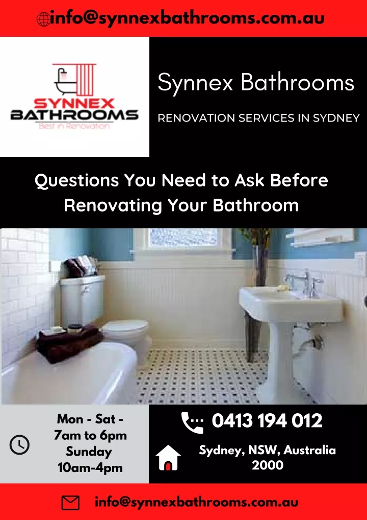 info@synnexbathrooms com au