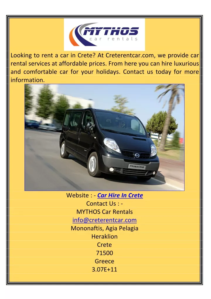 looking to rent a car in crete at creterentcar