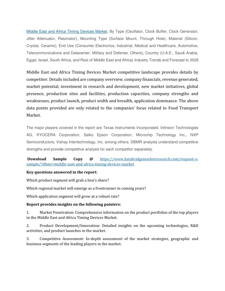 middle east and africa timing devices market