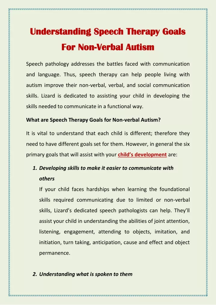 understanding speech therapy goals understanding