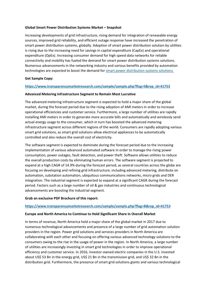 global smart power distribution systems market