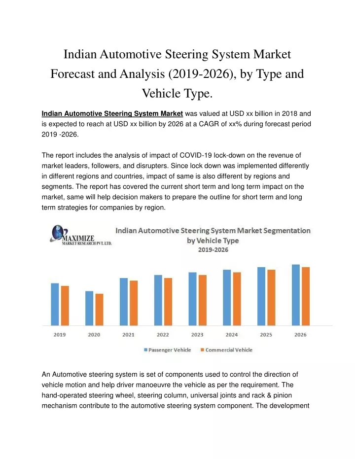 indian automotive steering system market forecast