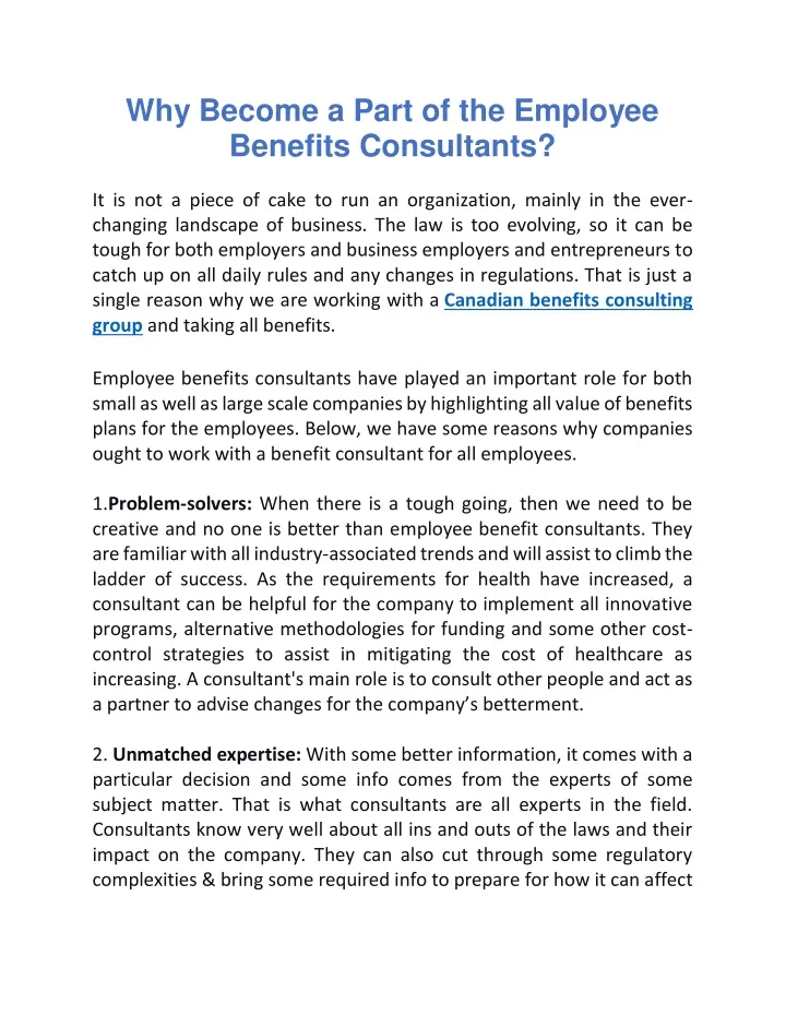 why become a part of the employee benefits