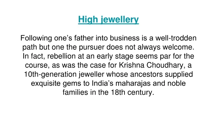 high jewellery
