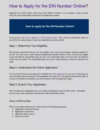 how to apply for the ein number online