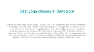 best yoga classes in bangalore